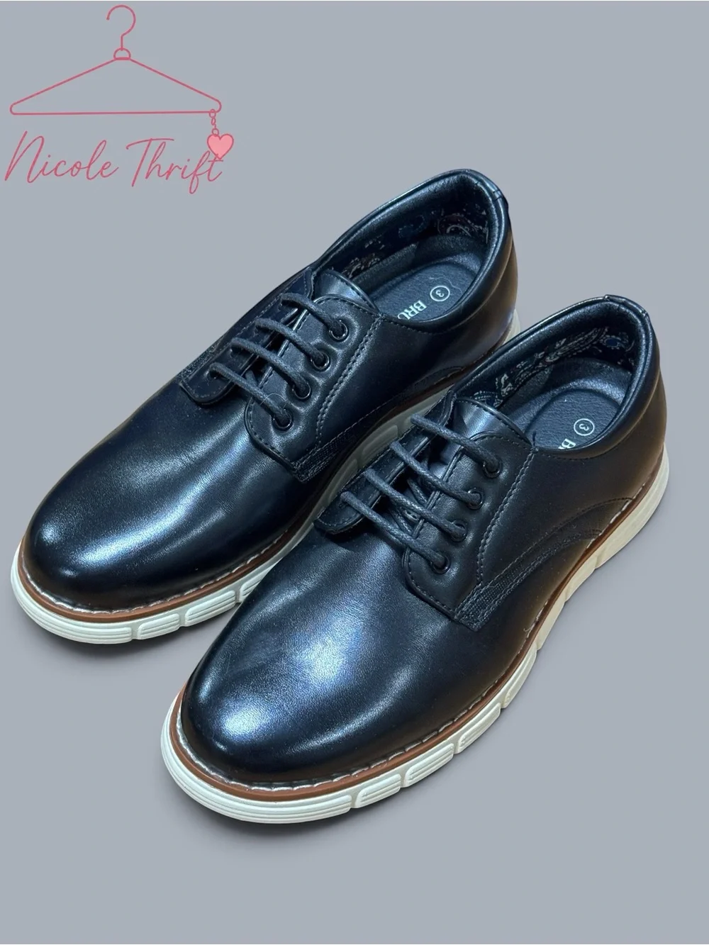 Bruno Marc Boys Black Oxford Dress Sneakers Shoes Size 3